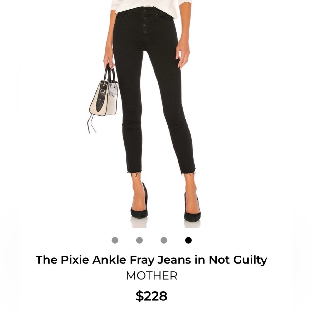 MOTHER Pixie Ankle Fray Skinny Jeans in Not Guilty Black Sz 24